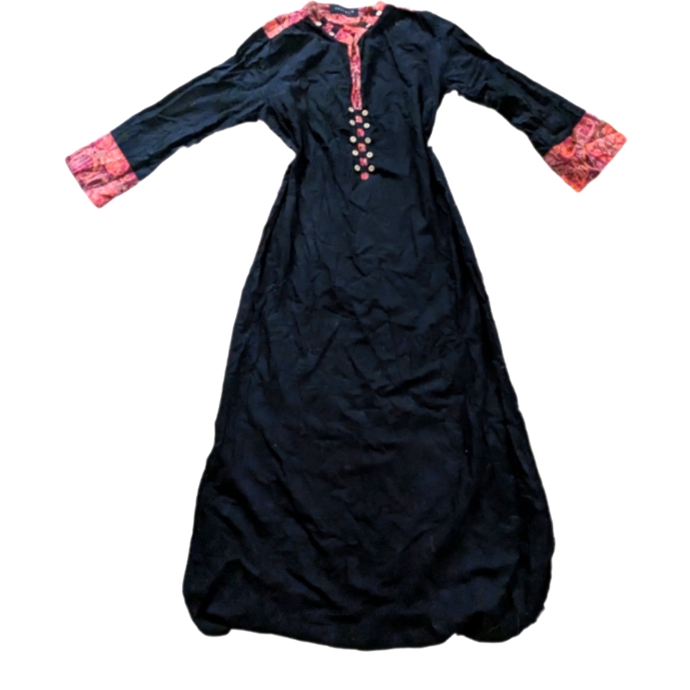 Khaadi black and red Cotton bell sleeved Kaftan size 10